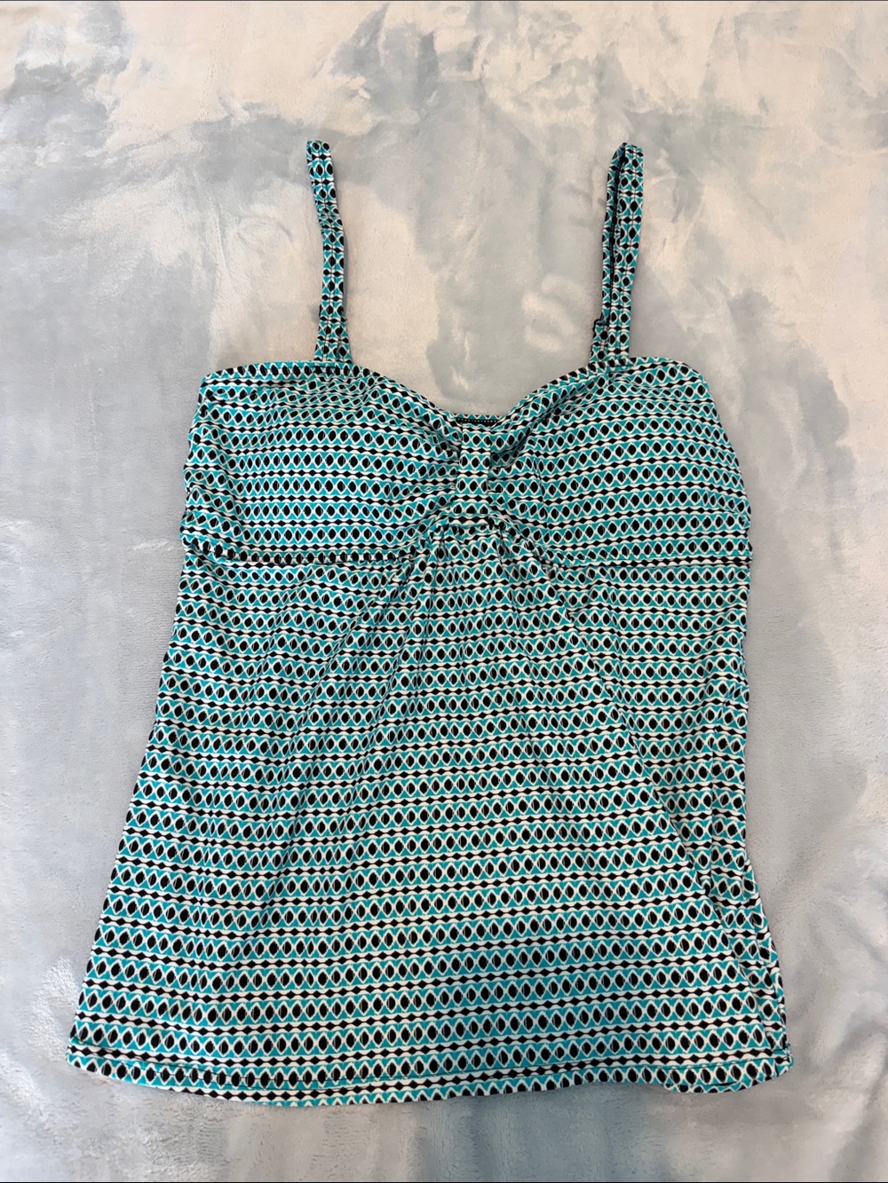 Women's Blue Patterned Tankini Top